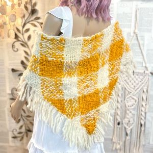 Vintage Hand Woven Shawl with Fringe